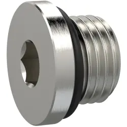 Locking screw, L 11 mm, 25 bar, brass, nickel-plated, for pipe systems, 111410
