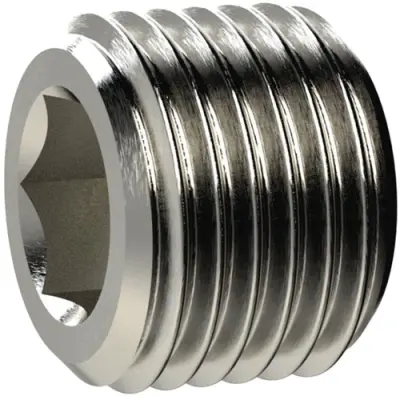 Locking screw, L 16 mm, 25 bar, brass, nickel-plated, for air, water, oil, steam, 136448 - 1