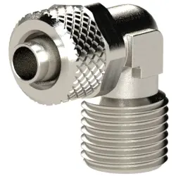 Angle screw-in fitting, L 25 mm, 18 bar, brass, nickel-plated, for hose, 110536