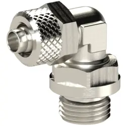 Angle screw-in fitting, L 22 mm, 18 bar, brass, nickel-plated, for hose, 110548