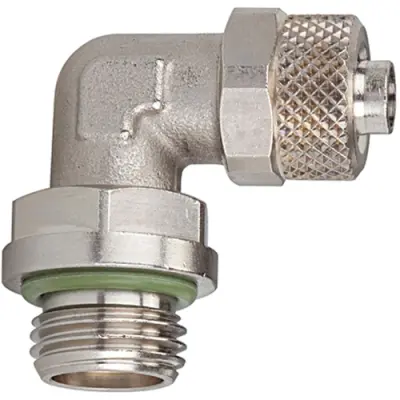 Angle screw-in fitting, L 22 mm, 18 bar, brass, nickel-plated, for hose, 110560 - 1