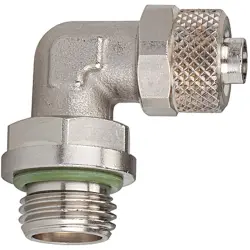 Angle screw-in fitting, L 20.5 mm, 18 bar, brass, nickel-plated, for hose, 110557