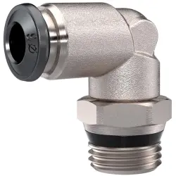 Angle push-in fitting, L 22.5 mm, 20 bar, brass, nickel-plated, for hose, 153293