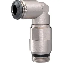 Angle push-in fitting, L 22.5 mm, 20 bar, brass, nickel-plated, for hose, 153302