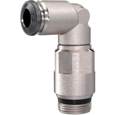 Angle push-in fitting, L 26.5 mm, 20 bar, brass, nickel-plated, for hose, 153305 - 1