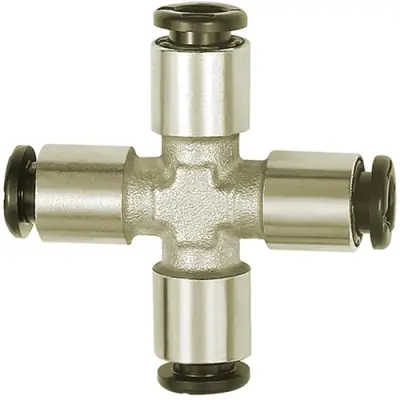 X connector, L 21.9 mm, 16 bar, brass, nickel-plated, for hose, 108769 - 1