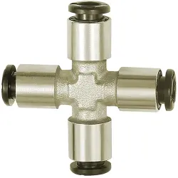 X connector, L 25.4 mm, 16 bar, brass, nickel-plated, for hose, 108770