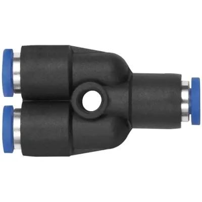Y connector, L 31.8 mm, 10 bar, plastic/brass, nickel-plated, for hose, 148884 - 1