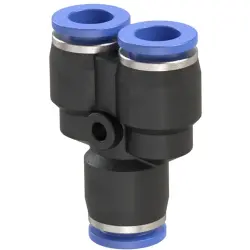 Y connector, L 36.5 mm, 10 bar, plastic/brass, nickel-plated, for hoses/pipes, 109848
