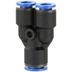 Y connector, L 42 mm, 10 bar, plastic/brass, nickel-plated, for hoses/pipes, 109855