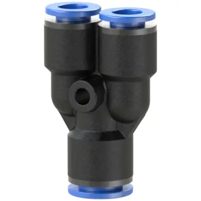 Y connector, L 52 mm, 10 bar, plastic/brass, nickel-plated, for hoses/pipes, 109859 - 1