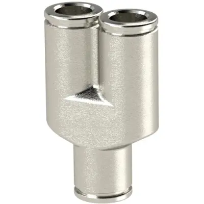 Y connector, L 42.2 mm, 16 bar, brass, nickel-plated, for hose, 129846 - 1