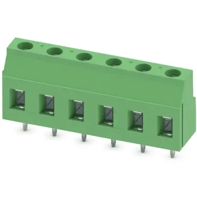 PCB terminal, 6 pole, pitch 7.62 mm, AWG 24-12, 24 A, screw connection, green, 1907979 - 1