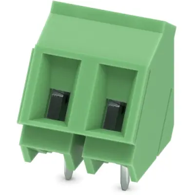 PCB terminal, 2 pole, pitch 7.62 mm, AWG 26-14, 24 A, screw connection, green, 1733729 - 1