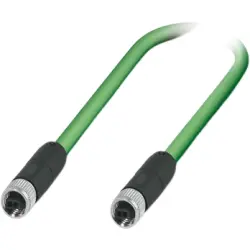 Sensor actuator cable, M8-SPE cable plug, straight to M8-SPE cable socket, straight, 2 pole, 2 m, PUR, green, 1217320