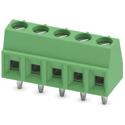 PCB terminal, 5 pole, pitch 3.81 mm, AWG 26-16, 13.5 A, screw connection, green, 1727049 - 1