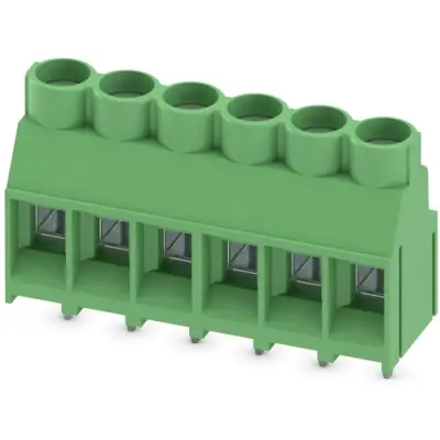 PCB terminal, 6 pole, pitch 6.35 mm, AWG 24-10, 32 A, screw connection, green, 1713969 - 1