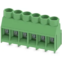 PCB terminal, 6 pole, pitch 6.35 mm, AWG 24-10, 32 A, screw connection, green, 1713969