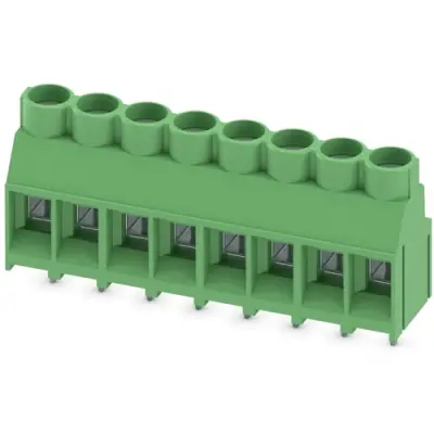 PCB terminal, 8 pole, pitch 6.35 mm, AWG 24-10, 32 A, screw connection, green, 1713927 - 1