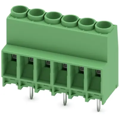 PCB terminal, 6 pole, pitch 6.35 mm, AWG 24-10, 41 A, screw connection, green, 1777587 - 1