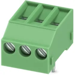 PCB terminal, 2 pole, pitch 5 mm, AWG 26-16, 13.5 A, screw connection, green, 1729018