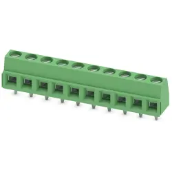 PCB terminal, 10 pole, pitch 5.08 mm, AWG 26-16, 13.5 A, screw connection, green, 1729209