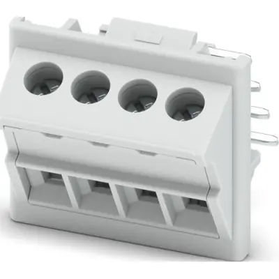 PCB terminal, 4 pole, pitch 5 mm, AWG 26-14, 24 A, screw connection, light gray, 1380294 - 1