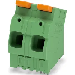 PCB terminal, 2 pole, pitch 15 mm, AWG 18-4, 76 A, push-in, green, 1333870