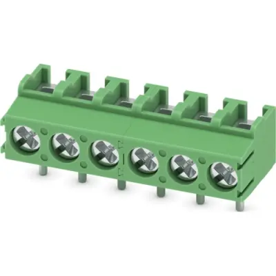 PCB terminal, 6 pole, pitch 5 mm, AWG 26-14, 17.5 A, screw connection, green, 1935352 - 1