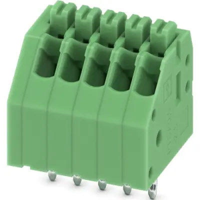 PCB terminal, 5 pole, pitch 2.5 mm, AWG 24-20, 2 A, push-in, green, 1989777 - 1