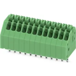 PCB terminal, 12 pole, pitch 2.5 mm, AWG 24-20, 2 A, push-in, green, 1989845