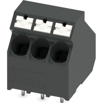 PCB terminal, 3 pole, pitch 5 mm, AWG 24-12, 32 A, push-in, black, 1366005 - 1