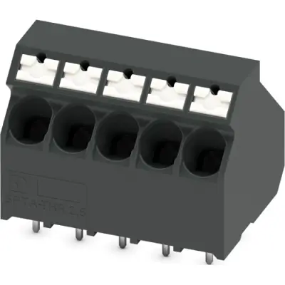 PCB terminal, 5 pole, pitch 5 mm, AWG 24-12, 32 A, push-in, black, 1366007 - 1