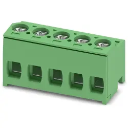 PCB terminal, 5 pole, pitch 5 mm, AWG 26-12, 10 A, screw connection, green, 1755619