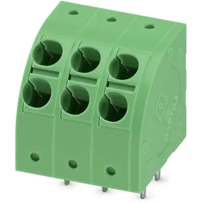 PCB terminal, 3 pole, pitch 5 mm, AWG 24-14, 24 A, spring-clamp connection, green, 1725315 - 1