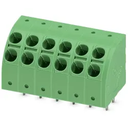 PCB terminal, 6 pole, pitch 5 mm, AWG 24-14, 24 A, spring-clamp connection, green, 1725354