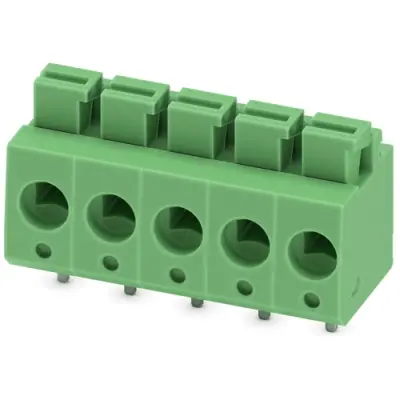 PCB terminal, 5 pole, pitch 5 mm, AWG 26-14, 16 A, spring-clamp connection, green, 1792892 - 1