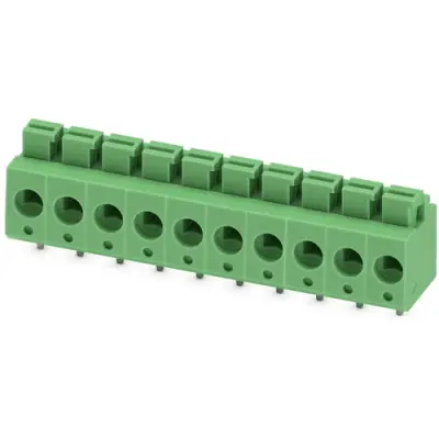 PCB terminal, 10 pole, pitch 5 mm, AWG 26-14, 16 A, spring-clamp connection, green, 1792944 - 1