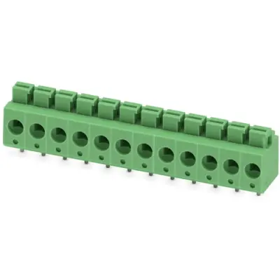 PCB terminal, 12 pole, pitch 5 mm, AWG 26-14, 16 A, spring-clamp connection, green, 1792960 - 1