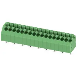 PCB terminal, 17 pole, pitch 3.5 mm, AWG 24-16, 8 A, spring-clamp connection, green, 1985344