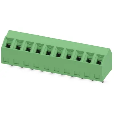 PCB terminal, 10 pole, pitch 3.81 mm, AWG 26-16, 10 A, screw connection, green, 1728365 - 1