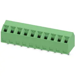 PCB terminal, 10 pole, pitch 3.81 mm, AWG 26-16, 10 A, screw connection, green, 1728365