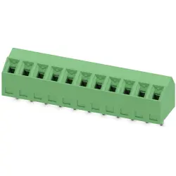 PCB terminal, 11 pole, pitch 3.81 mm, AWG 26-16, 10 A, screw connection, green, 1728378