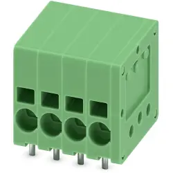 PCB terminal, 4 pole, pitch 3.5 mm, AWG 24-16, 17.5 A, spring-clamp connection, green, 1990753