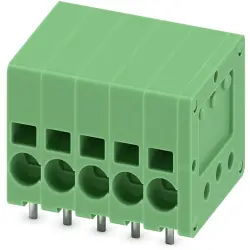 PCB terminal, 5 pole, pitch 3.5 mm, AWG 24-16, 17.5 A, spring-clamp connection, green, 1990766