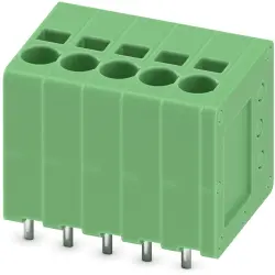 PCB terminal, 5 pole, pitch 3.5 mm, AWG 24-16, 17.5 A, spring-clamp connection, green, 1990889