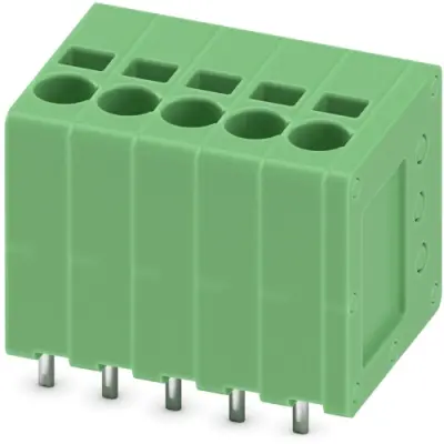 PCB terminal, 5 pole, pitch 3.5 mm, AWG 24-16, 17.5 A, spring-clamp connection, green, 1990889 - 1