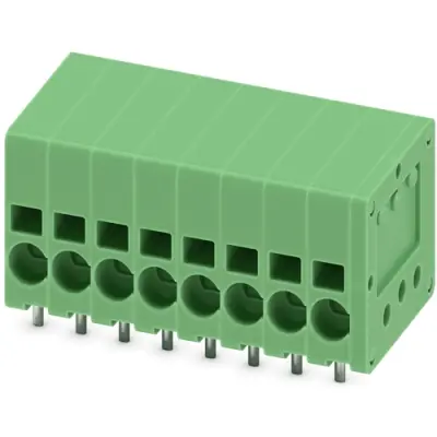 PCB terminal, 8 pole, pitch 3.5 mm, AWG 24-16, 17.5 A, spring-clamp connection, green, 1990795 - 1