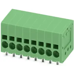 PCB terminal, 8 pole, pitch 3.5 mm, AWG 24-16, 17.5 A, spring-clamp connection, green, 1990795
