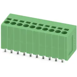PCB terminal, 10 pole, pitch 3.5 mm, AWG 24-16, 17.5 A, spring-clamp connection, green, 1990931